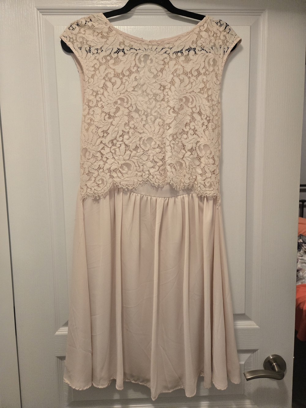 VILA Blush Lace-Top Midi Dress
